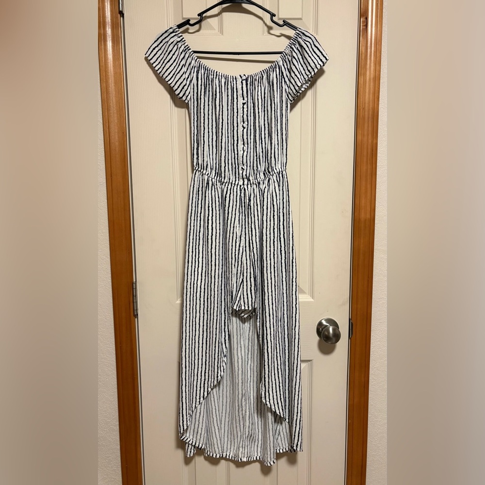 J for Justify Black and White Striped High Low Dress W/ Shorts